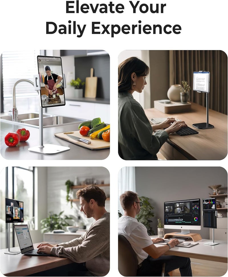 cooper TabStand, 20" Tall iPad Stand for Desk, Portable Monitor Holder up to 17" Holds 4.4lb, Desktop Tablet Stand, Tablet Mount, Apple iPad Holder for Desk, for Samsung, Kindle, Fire (Frost White) - Image 5